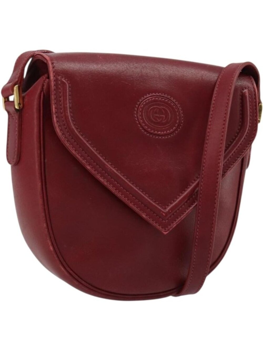 GUCCI Shoulder Bag Leather Red Gold 007 261 0081
